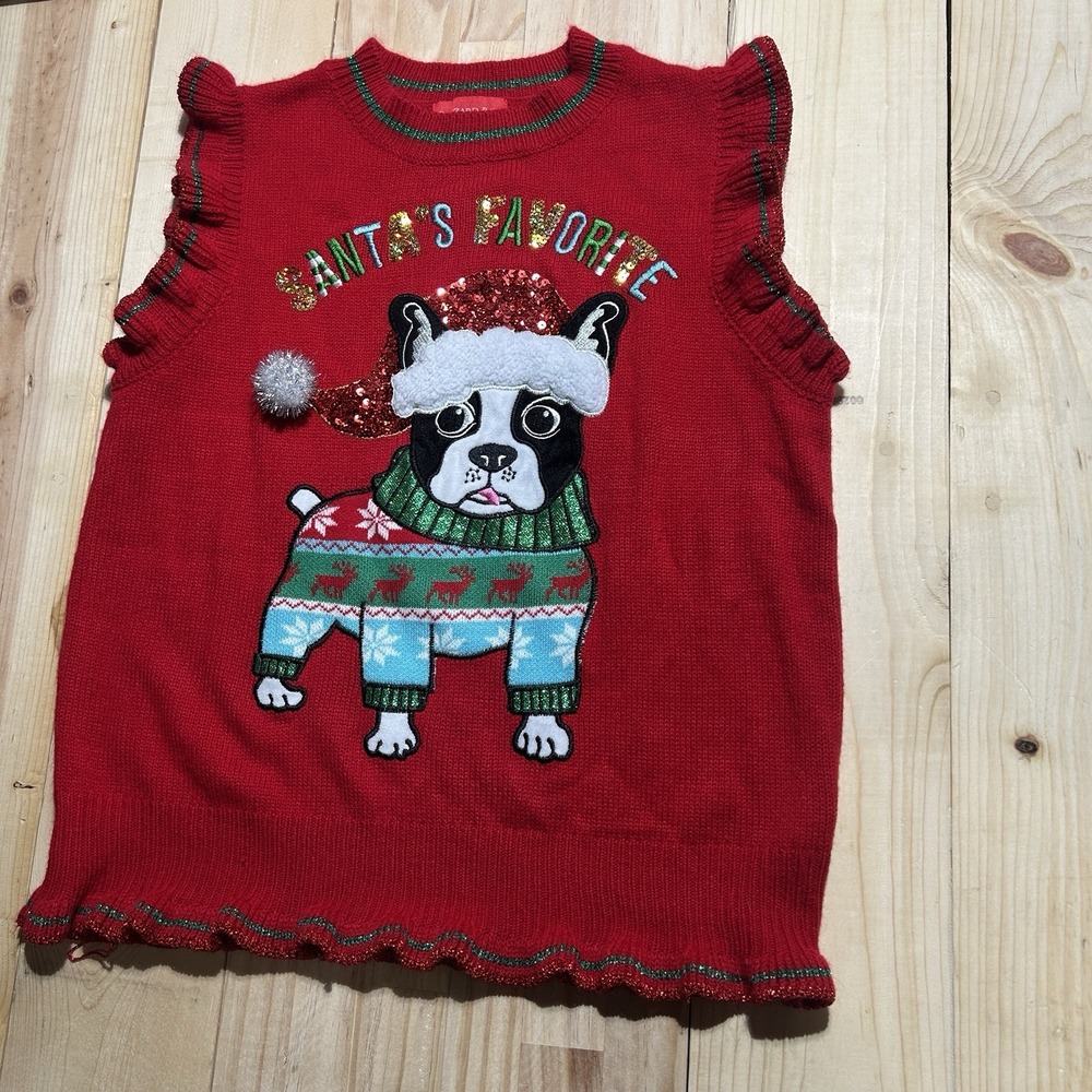 BLIZZARD BAY Santa's Favorite Sleeveless Christmas Sweater Terrier Women's Sz‎ M